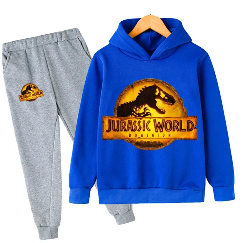 Kids Jurassic World  Children Dinosaur Hoodies Pants Set  Fashion Pullovers Clothes Boys Girls Dominion Sweatshirts Hooded Suit