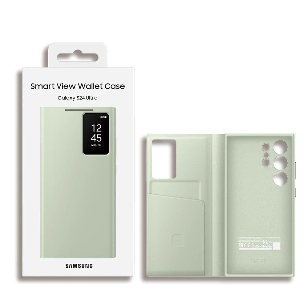 Original For Samsung Galaxy S24 Ultra Smart View Wallet Case Flip High Quality Leather Cover S24Ultra Card Bag Protector Shell