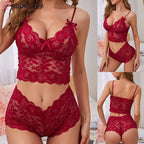 Thin Lace Flower Printed Underwear Suit Sexy Women Lingerie Set Female Adjustable Shoulder Strap Triangle Cup Bralettle