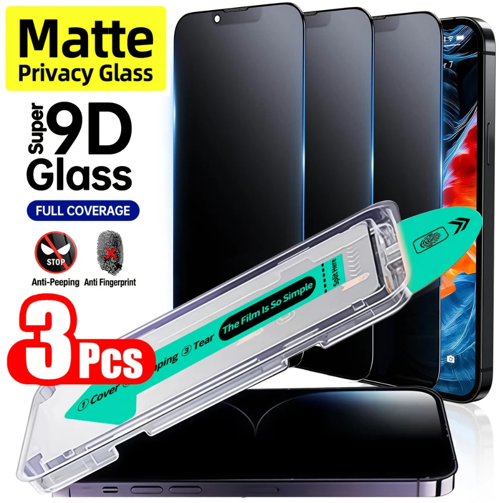 NNBILI 3pcs High-Toughness Matte Privacy Frosted Screen Protector for iPhone Series,9H+ Tempered Glass Anti-peep Protective Film