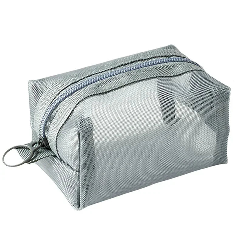 Portable Mini Transparent Storage Bag with Zipper Multifunctional Headphone and Charger Case Travel Accessories with Keychain