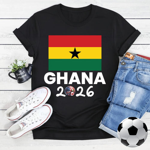 Ghana 2026 Flag T-Shirt Patriotic Supporter Tee Men Women Summer Fashion Crewneck Cotton Tops Soccer Part Supplies Clothing