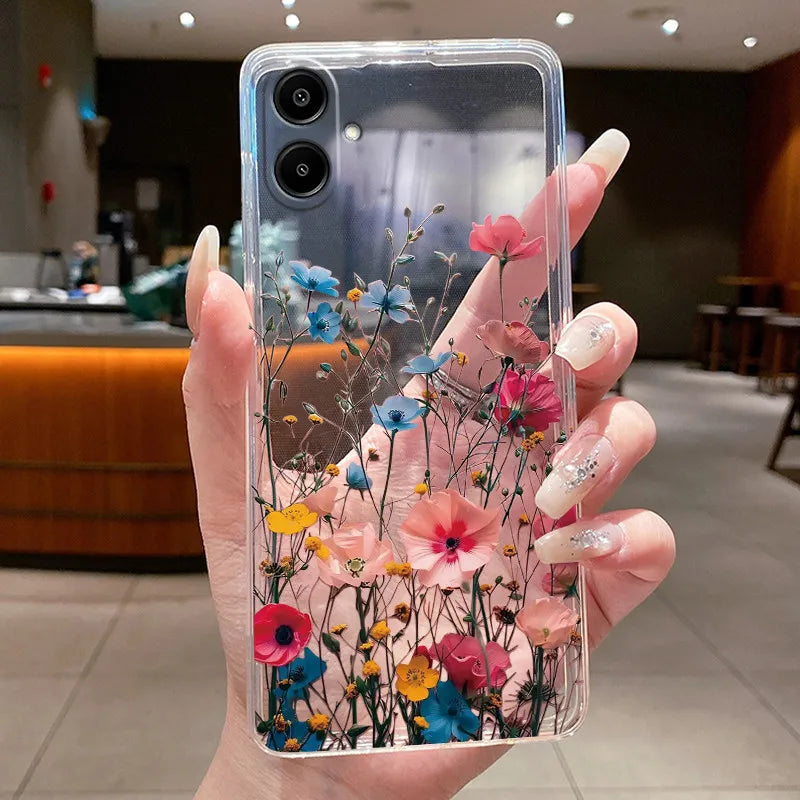 For Samsung A07 2025 Clear Phone Case Luxury Butterfly Flowers Casing For Samsung Galaxy A07 SamsungA07 A 07 Silicone Back Cover