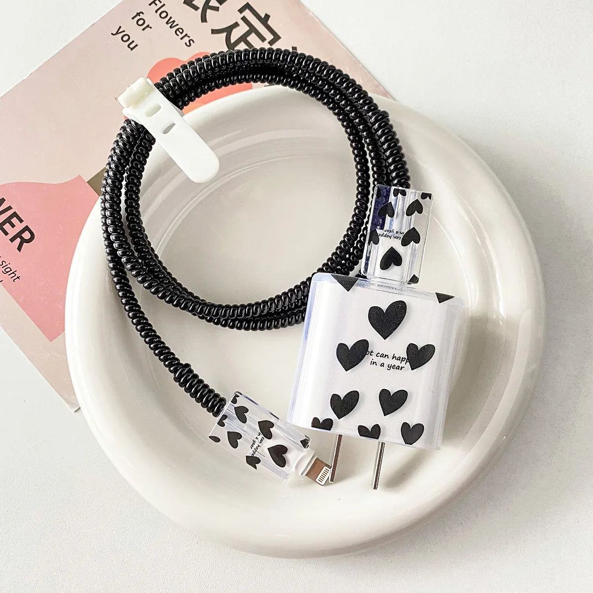 Panda Cat Dog Lucky Butterfly 5pcs Charging Data Cable Protector Winder Accessories For iPhone 18/20w Charger Protective Cover
