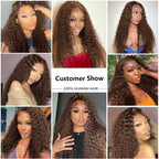 HD Chocolate Brown Deep Wave 13×6 HD Lace Front Wigs Brazilian Brown 13×4 Transparent Lace Frontal Wigs For Women Pre Plucked