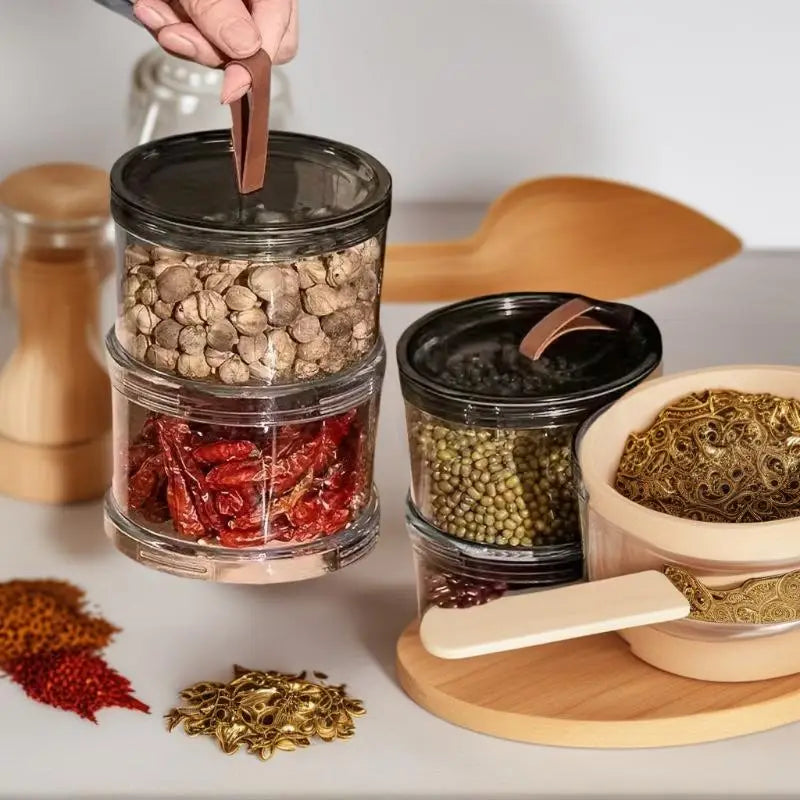 Sealed Jars Kitchen Seasoning Storage Organizer Airtight Stackable Bottle Organization Space-Saving Design For Home Dish Counter