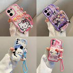 3D Kuromi Kitty Phone Case For Samsung Galaxy A55 A35 A25 A15 A05S A05 A14 A24 A34 A54 A04E A04S Wrist Strap Cartoon Plush Cover