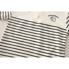 Summer Clothing Sets Fashion Baby Boys Infant Clothes Suits Toddler Infant Kids Striped Cartoon Polo Tshirt+ Denim Shorts Suits