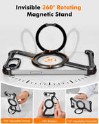 Eary Z Shape Phone Case For Iphone 16 E With 360 Rotating Adjustable Magnetic Ring Stand Frameless Shockproof Protector Shells