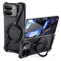 Eary Z Frame Case for Google Pixel 9 10 Pro Fold Minimalist Metal Phone Case With Magnetic 360°Rotatable Stand Shockproof Cover