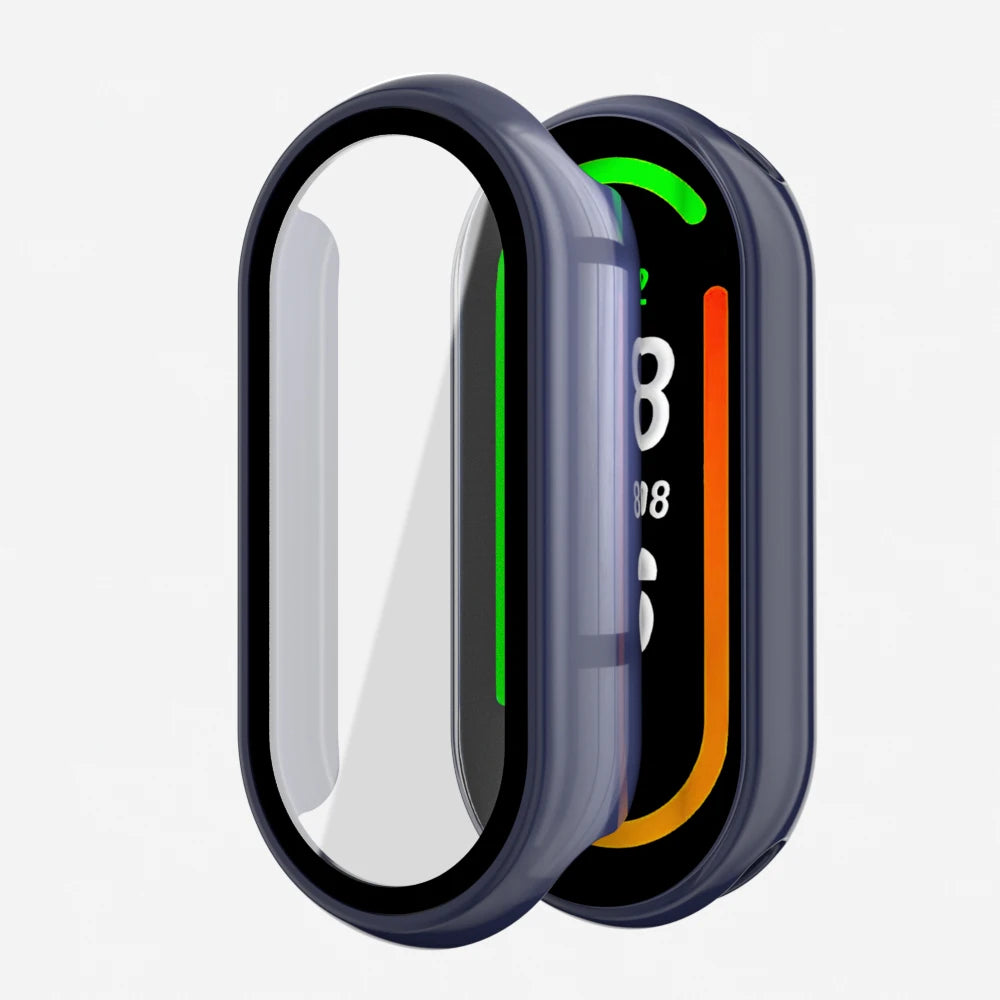 Tempered Glass+PC Case For Xiaomi Mi Band 10 9 8 Cover Shockproof Full Hard Screen Protector Xiaomi Smart Band 10 9 Accessories