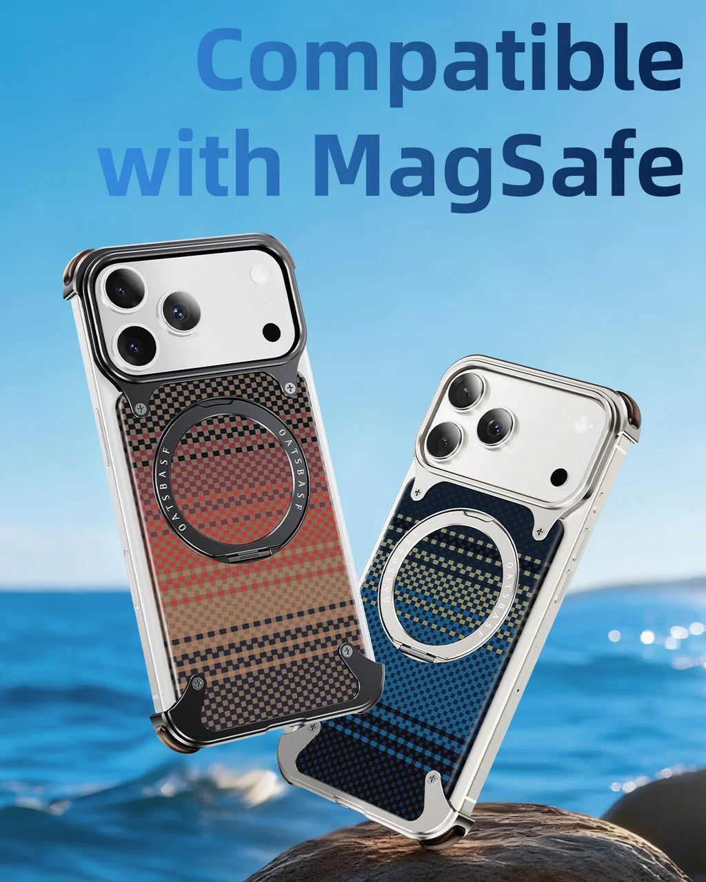 Eary Kevlar Case for iPhone 17 Pro Max Bumper with Stand 360°Rotation Magnetic Kickstand Shockproof Drop Protection Phone Cover
