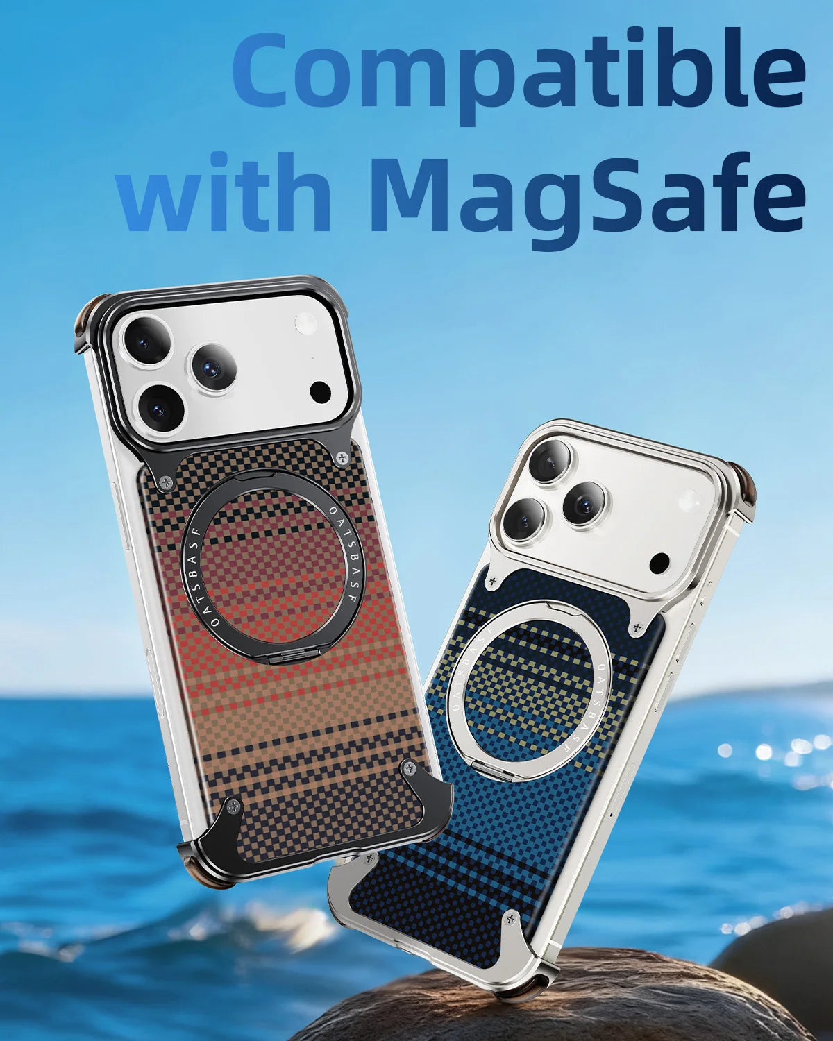 Eary Kevlar Case for iPhone 17 Pro Max Bumper with Stand 360°Rotation Magnetic Kickstand Shockproof Drop Protection Phone Cover