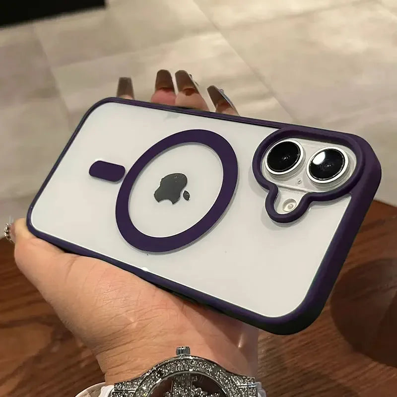 Luxury For Magsafe Transparent Case For iPhone 17 16 15 14 13 12 11 Pro Max Mini 17 Air Magnetic Wireless Charge Bumper Cover