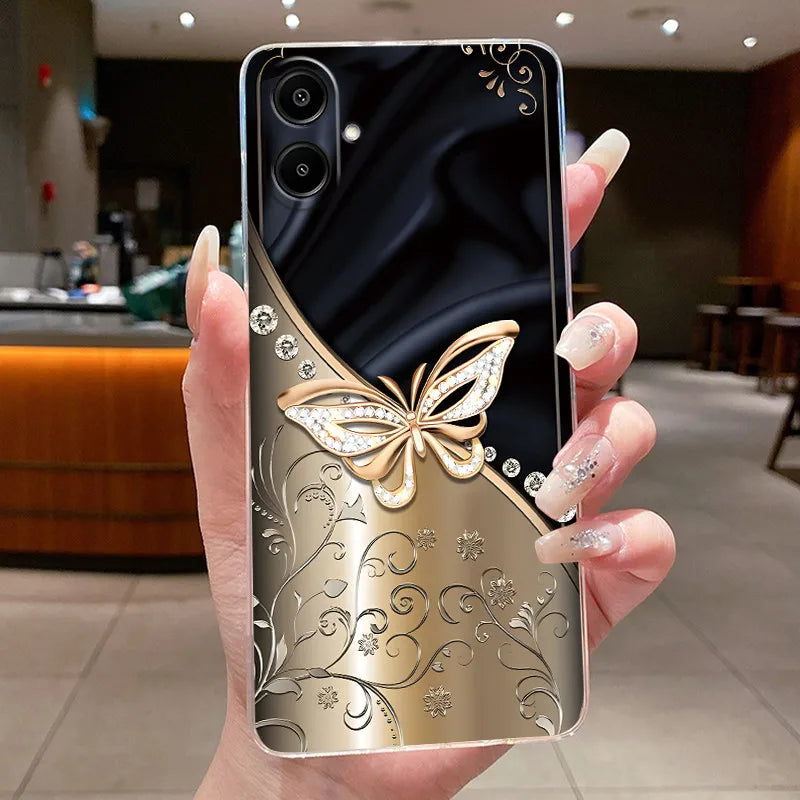 For Samsung A07 2025 Clear Phone Case Luxury Butterfly Flowers Casing For Samsung Galaxy A07 SamsungA07 A 07 Silicone Back Cover