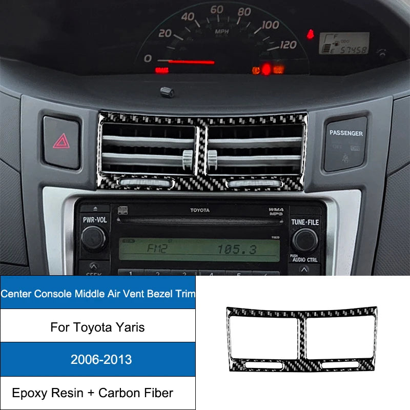 Carbon Fiber Epoxy Coated Interior Gear Shift Panel Trim Cover Sticker For Toyota Yaris 2006 2007 2008 2009 2010 2011 2012 2013