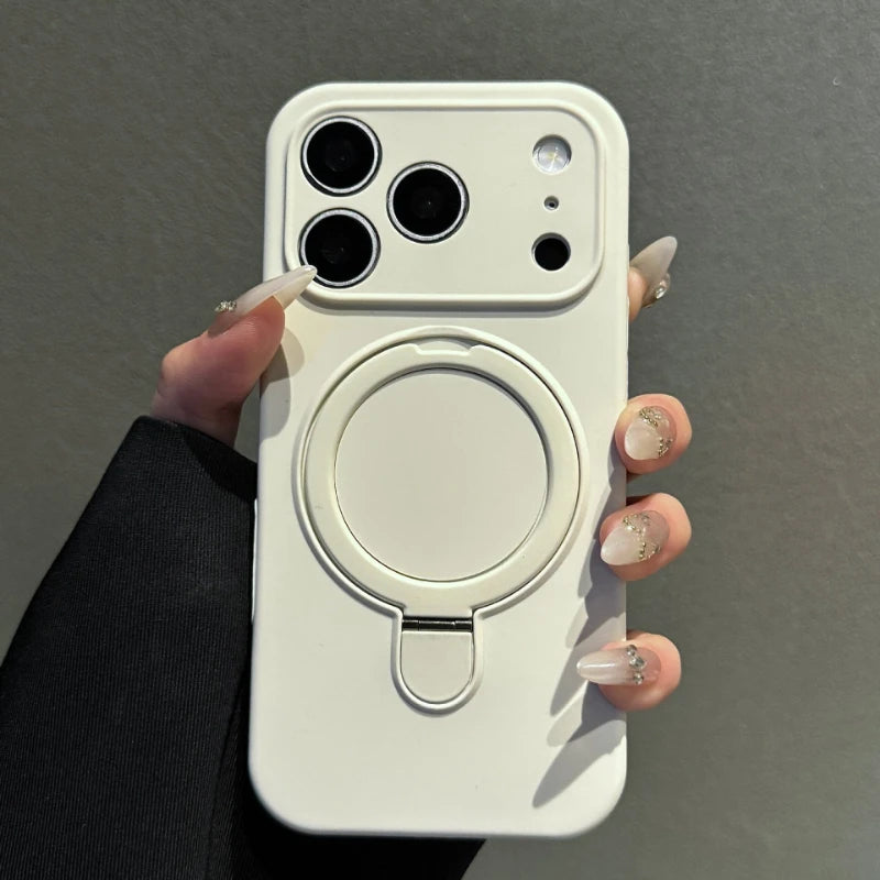 Liquid Silicone Stand Holder for Magsafe Case for iPhone 17 16 15 14 Pro Max Magnet Wireless Charge Camera Control Button Cover