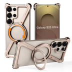 Eary Phone Case for Samsung Galaxy S25 S24 Ultra for Magsafe Magnetic Ring Stand 360°Rotating Frameless Metal Shockproof Cover