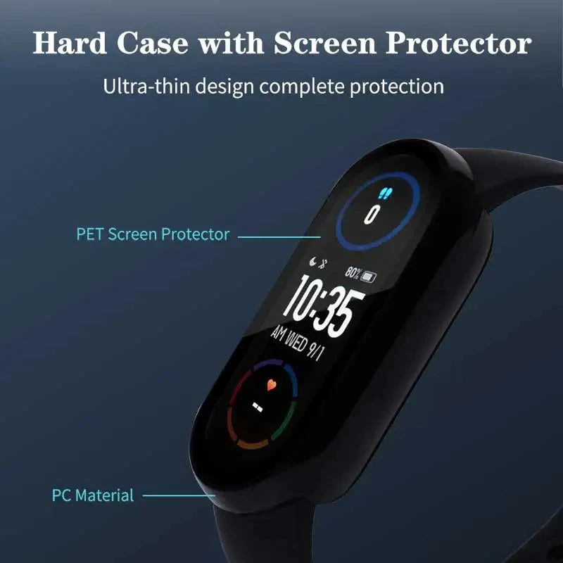 Tempered Glass+PC Case For Xiaomi Mi Band 10 9 8 Cover Shockproof Full Hard Screen Protector Xiaomi Smart Band 10 9 Accessories