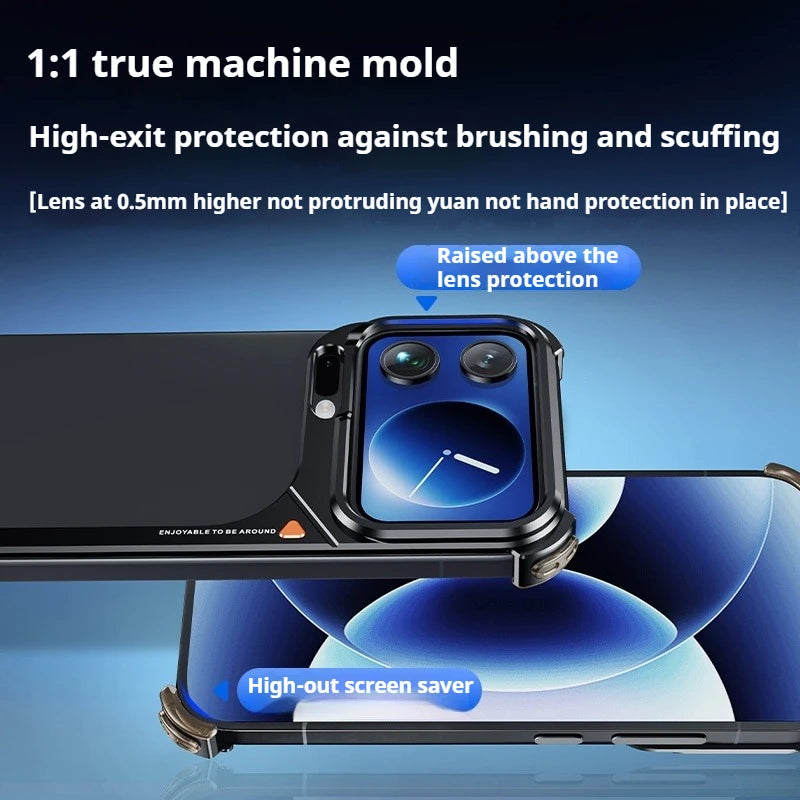 Eary 9-Shaped for Xiaomi 17 Pro Max 17Pro Phone Case Metal Frameless Shell Original Feel Bumper Shockproof Drop Protection Cover