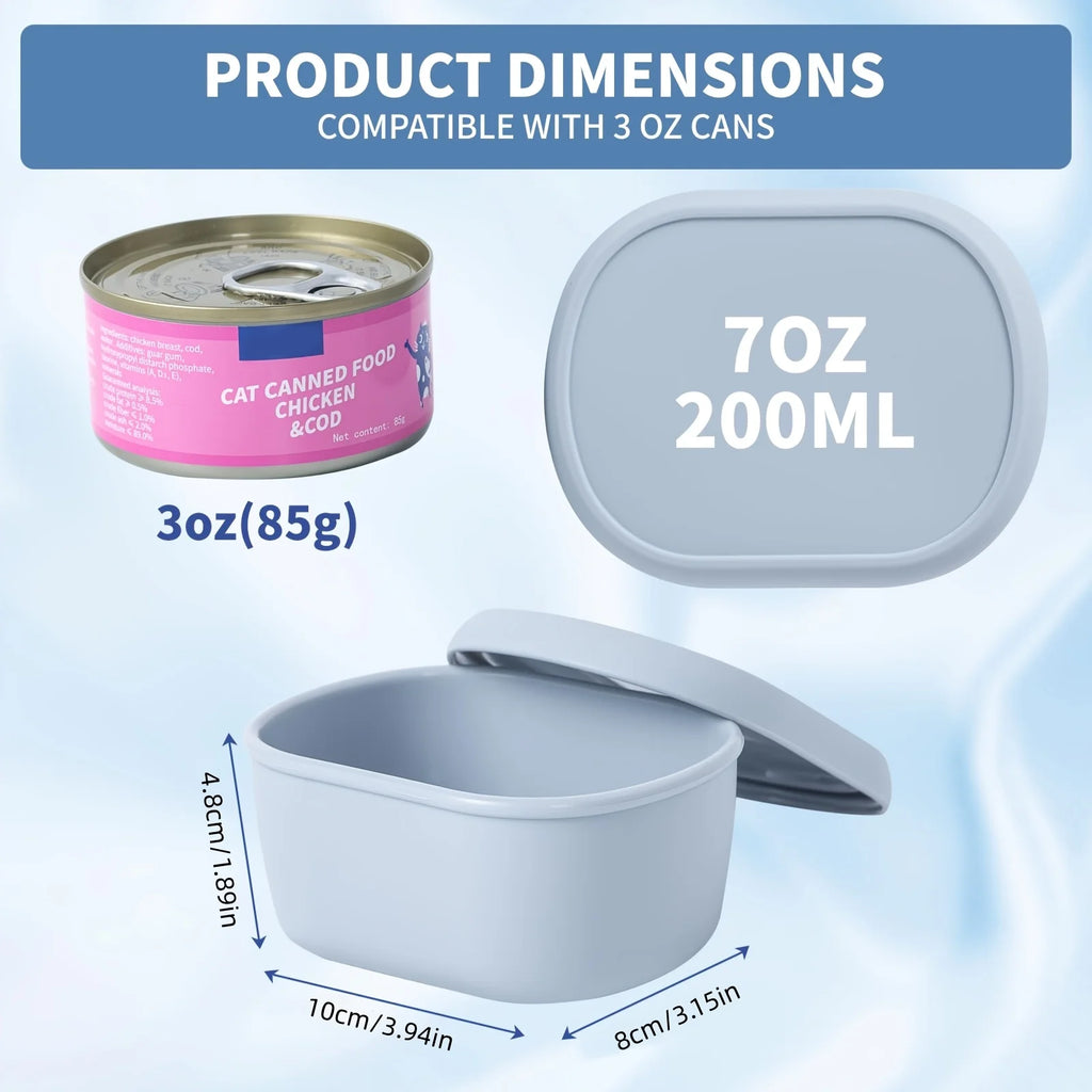 Reusable Wet Cat Food Storage Container with Silicone Sealed Lid, Leak-Proof Fresh-Keeping Box for 3oz/85g Cat Food Cans