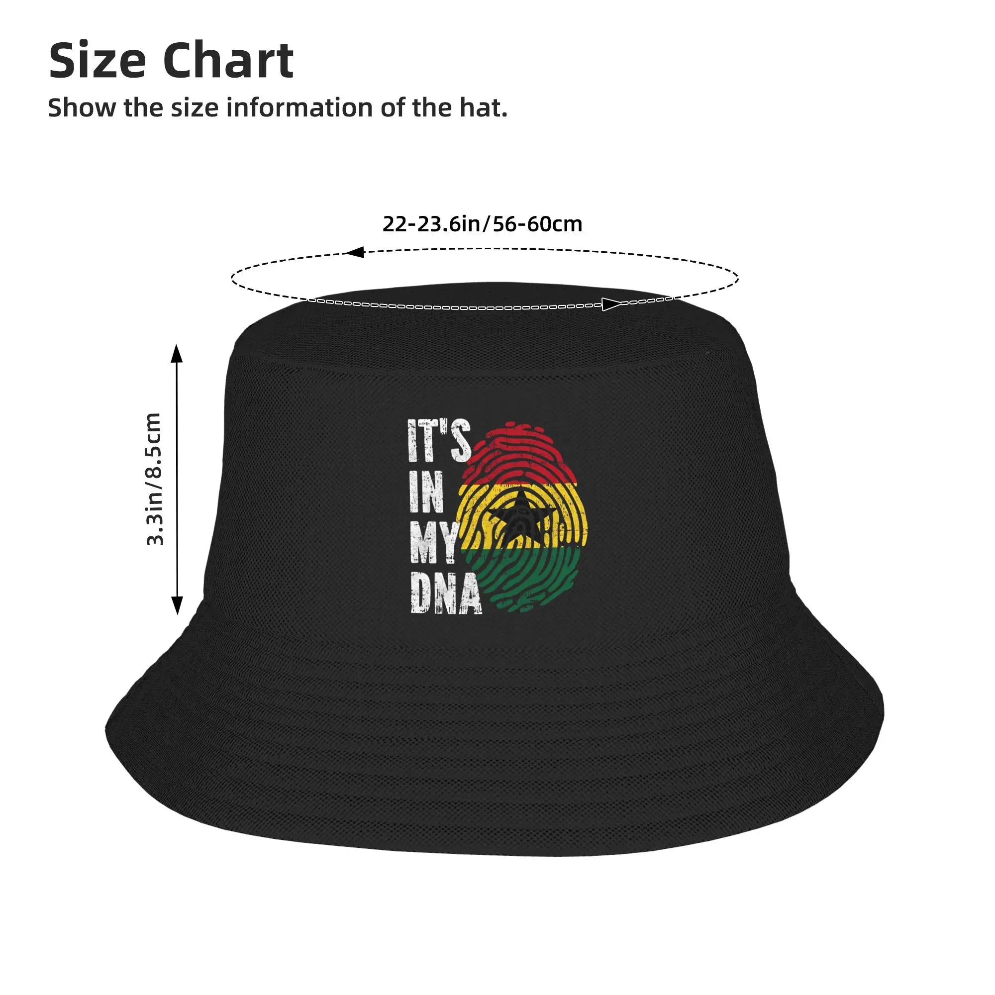 Unisex ItS In My Dna Ghana Flag Roots  Bucket Hat  Soft Fold Fisherman Hats Summer Casual Fishing Caps Outdoor Design Sun Hat