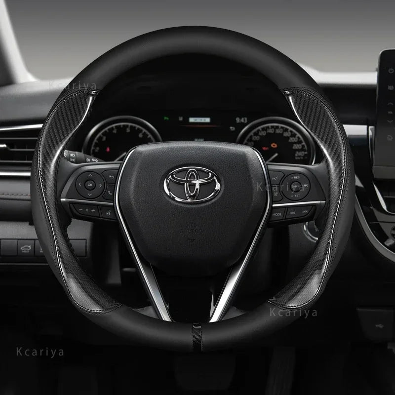 Car Steering Wheel Cover Non-Slip 38cm 15" Leather For Toyota Corolla CH-R Camry Rav4 Auris Prius Yalis Avensis Auto Accessories