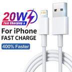 For Apple 20W USB Lightning Cable For iPhone 14 13 12 11 Pro Max Mini 7 8 Plus XS X XR SE iPad Data Sync Fast Charging Wire Cord