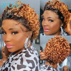Brazilian Human Hair Wig For Black Women Afro Curly Pixie Bob Short Preplucked Hairline 13X1 Hd Lace Front Bob Water Wave Wig