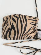 Vigorashely 2025 Sexy Leopard 3 Piece Mesh Skirt Bikini Set Women Swimsuit Halter Push UP Swimwear Backless Summer Bathing Suit