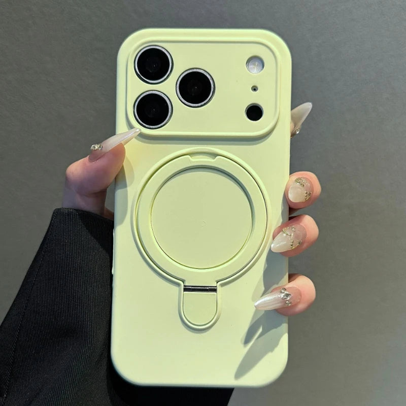 Liquid Silicone Stand Holder for Magsafe Case for iPhone 17 16 15 14 Pro Max Magnet Wireless Charge Camera Control Button Cover