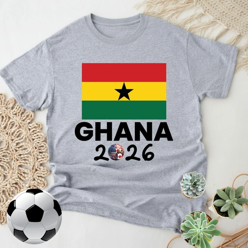 Ghana 2026 Flag T-Shirt Patriotic Supporter Tee Men Women Summer Fashion Crewneck Cotton Tops Soccer Part Supplies Clothing