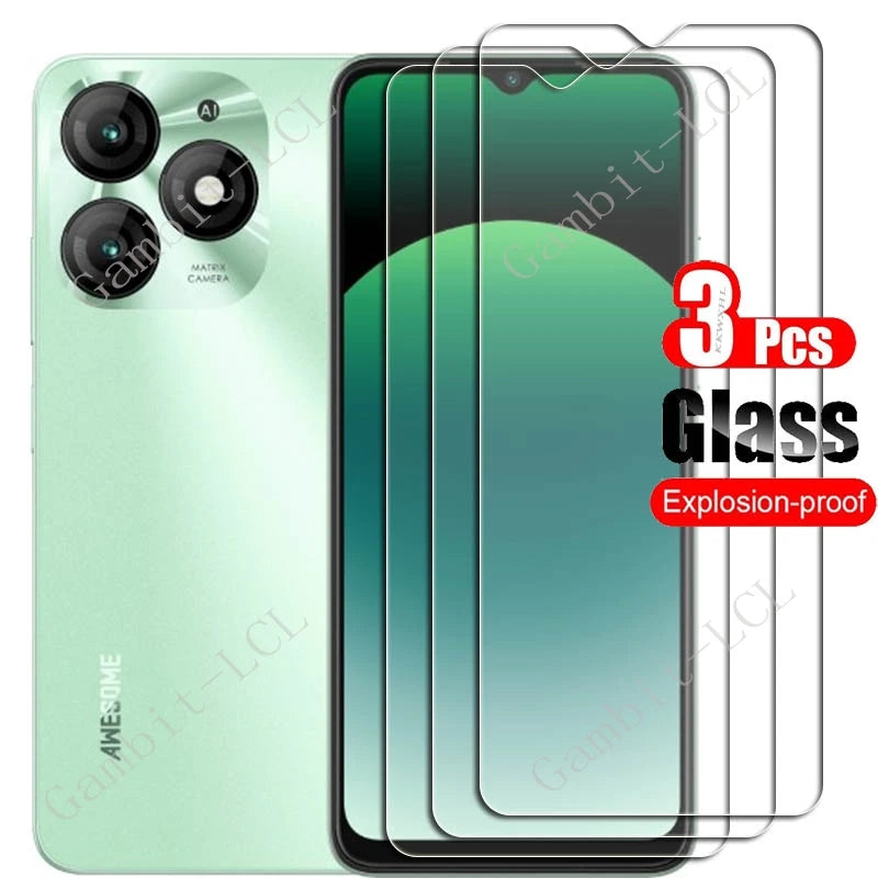 3PCS 9H HD Original For Itel A70 Tempered Glass Protective On ItelA70 A665L  6.6" Screen Protector Cover Film