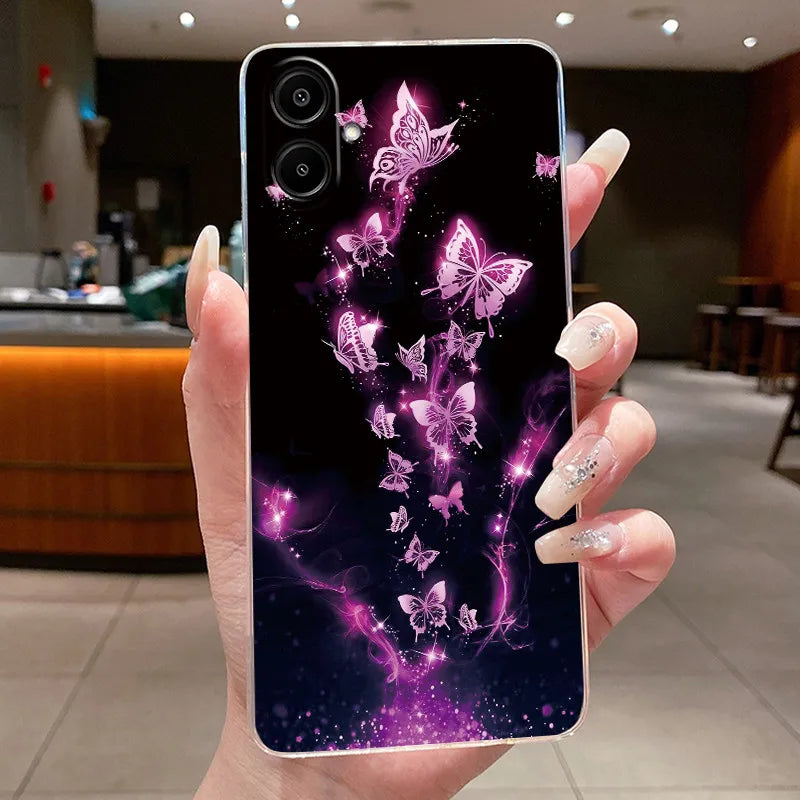 For Samsung A07 2025 Clear Phone Case Luxury Butterfly Flowers Casing For Samsung Galaxy A07 SamsungA07 A 07 Silicone Back Cover