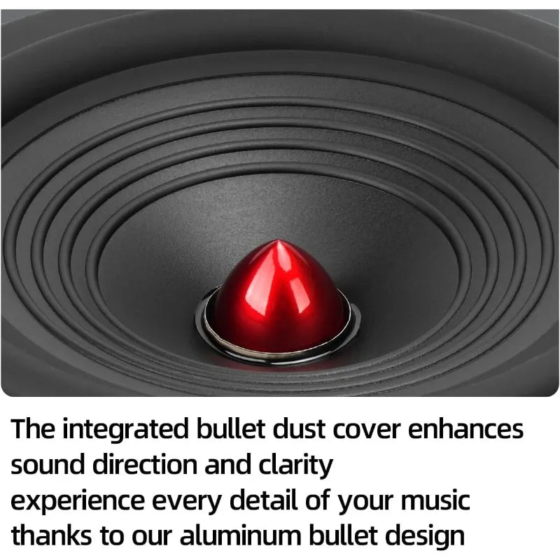 6.5 Inch Midrange Bass Speaker High-Performance Carbon Fiber Cone Woofers Bullet Aluminum Basin For Clear Bass & Stereo Sound