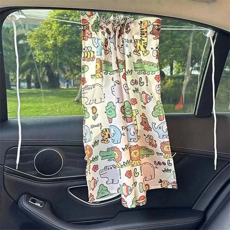 Suction Cup Curtain In The Car Window Sunshade Cover Cartoon Universal Side Window Sunshade UV Protection For Kid Baby Children