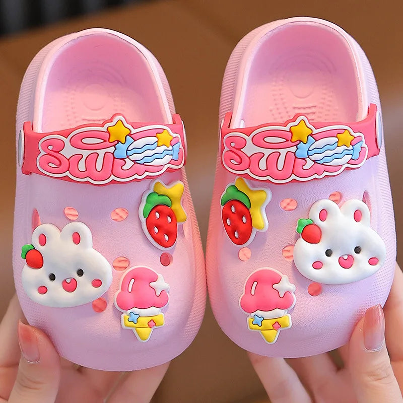 Summer Kids Sandals Hole Children's Shoes Slippers Soft Anti-Skid Cartoon DIY Design Hole Baby Shoes Sandy Beach For Boys Girls