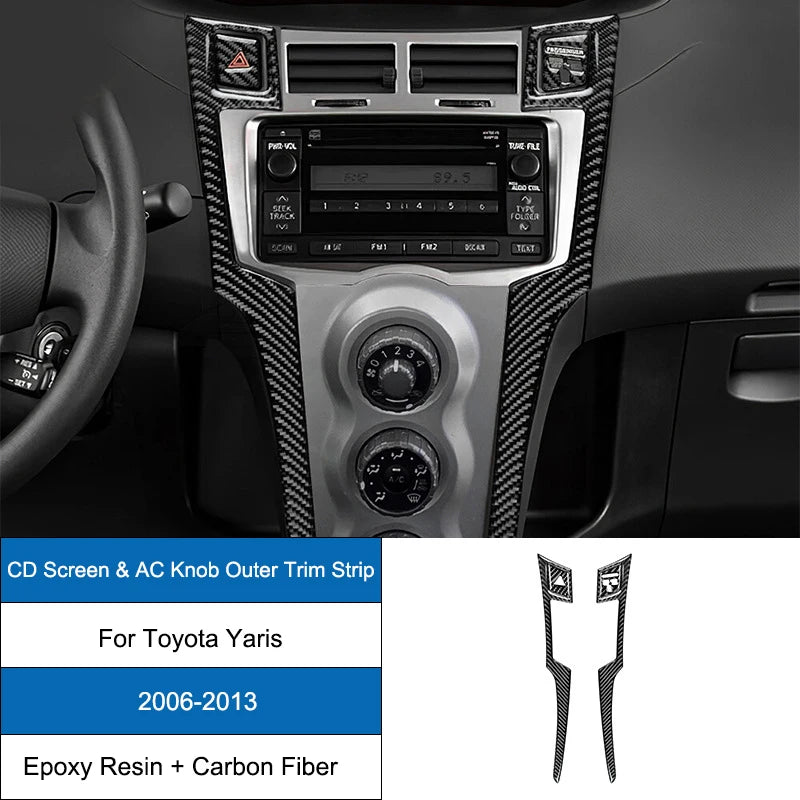 Carbon Fiber Epoxy Coated Interior Gear Shift Panel Trim Cover Sticker For Toyota Yaris 2006 2007 2008 2009 2010 2011 2012 2013