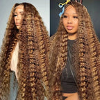 P427 250% 30-36 Inch Highlight Deep Wave Frontal Wig Omber 13x4/13x6 Hd Lace Front Wig CurlyHuman Hair 4x4 Closure Glueless Wigs