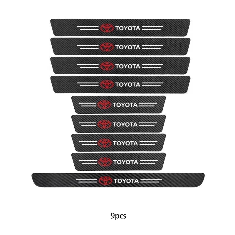 Car Logo Door Carbon Fiber Sill Protector Stickers for Toyota Yaris Corolla Auris Rav4 LandCruiser Vios LEVIN Camry Prado