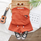 New Summer Baby Boys Solid Vest Shorts 2Pcs/Sets Clothes Children Infant Outfits Toddler Casual Sports Costume Kids Tracksuits