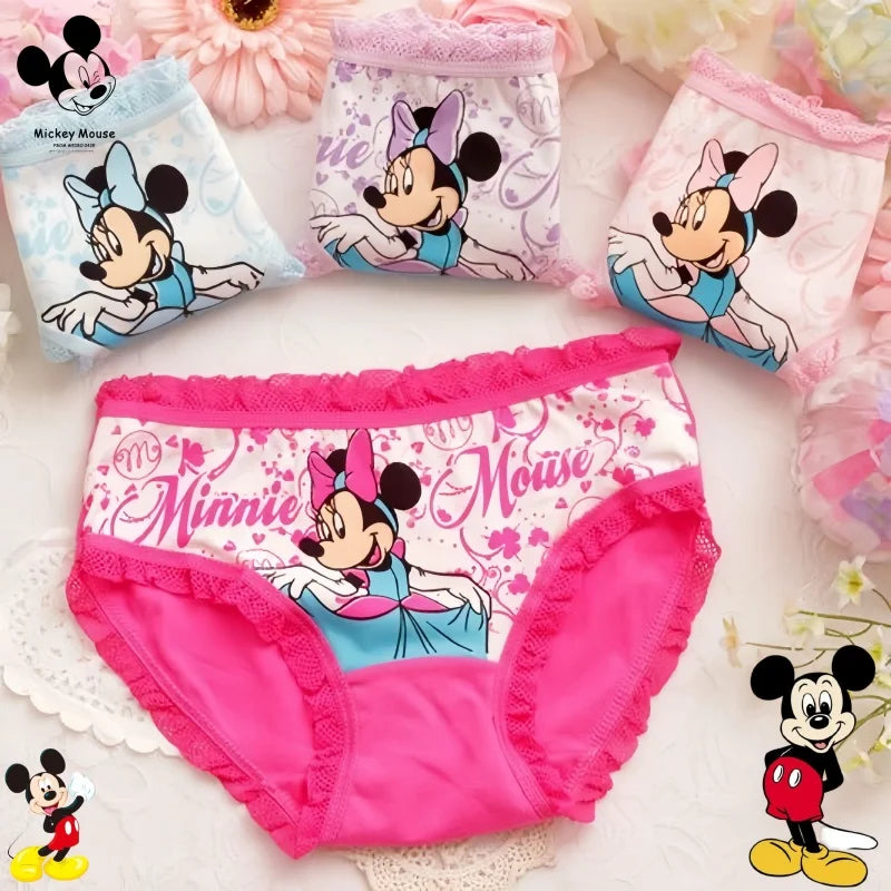 4Pcs/pack Cartoon New Mickey Mouse Children's Panties Classic Cute Minnie Mickey Mouse Cartoon Girls Cotton Briefs Gifts