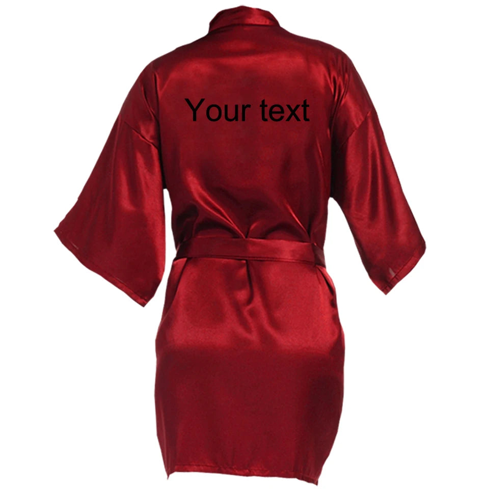 Customized Name Date Wedding Bathrobe Faux Silk Bridal Robe Bride Bridesmaid Wedding Robes Woman Bachelorette Hen Party
