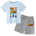 Summer 2pcs Guys Short Sleeve T-shirts+Pants Suits 3-13 Years Boys Girls Outfits Children  Kids Funny Game Print Stumble Clothes
