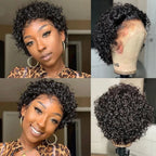 Pixie Cut Wig Transparent Lace Front Human Hair Wig Short Kinky Curly Bob Wigs Brazilian Water Wave Human Hair Wigs For Women