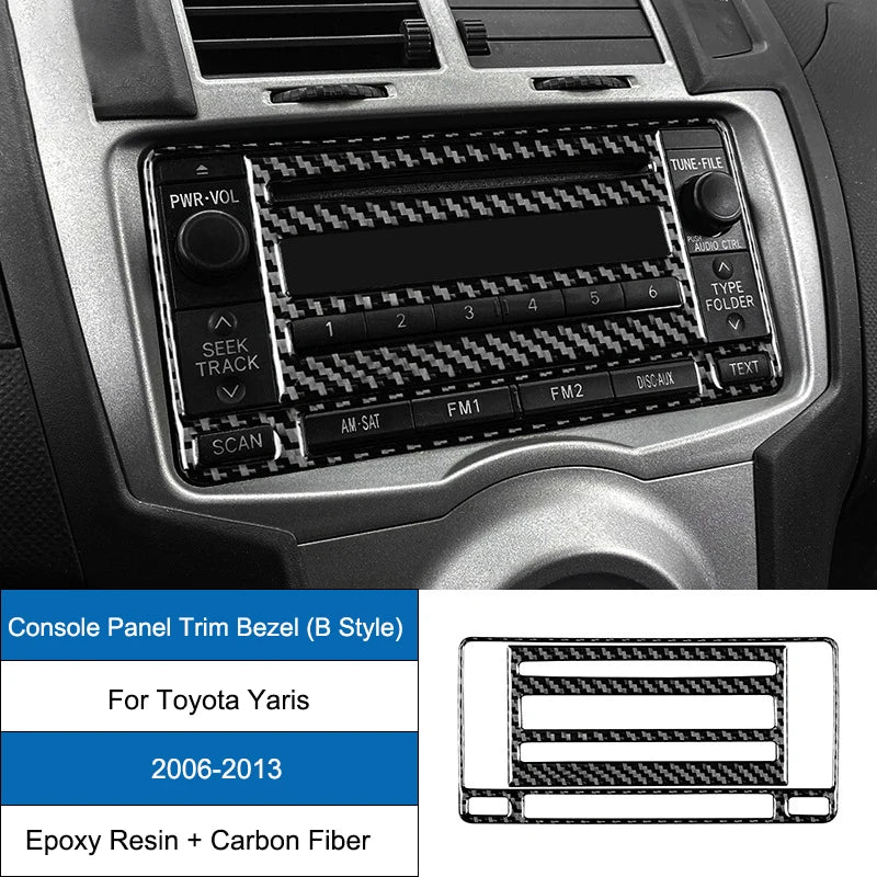 Carbon Fiber Epoxy Coated Interior Gear Shift Panel Trim Cover Sticker For Toyota Yaris 2006 2007 2008 2009 2010 2011 2012 2013