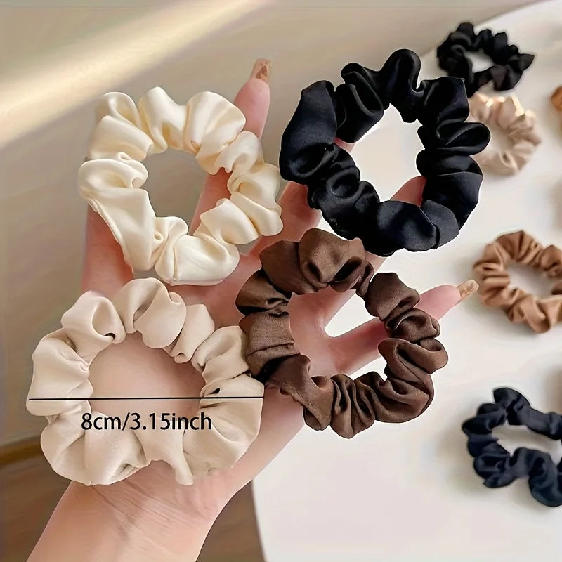 3Pcs Retro Silk Satin Scrunchies with High Elasticity - Soft Hair Ties for Home Wear, Outdoor Trips, Travel & Casual Outings