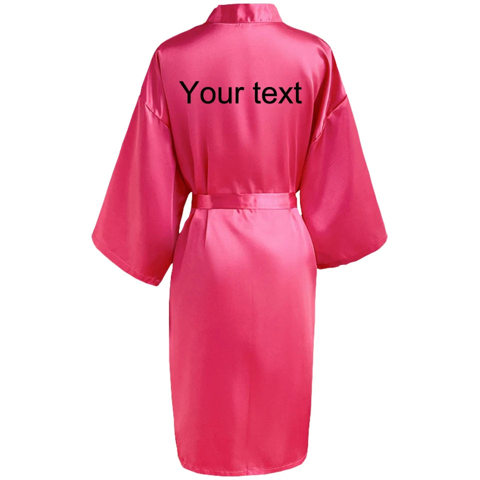 Customized Name Date Wedding Bathrobe Faux Silk Bridal Robe Bride Bridesmaid Wedding Robes Woman Bachelorette Hen Party