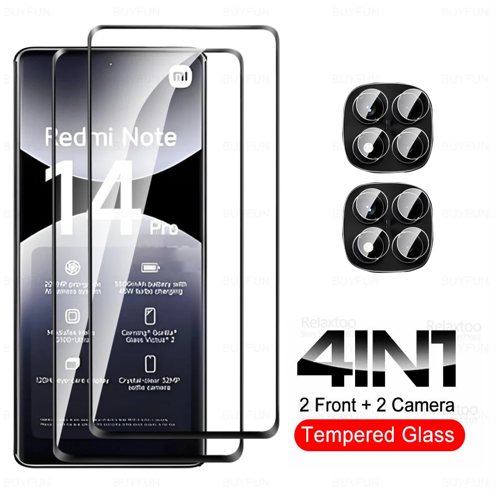 Note14Pro Curved Glass 6in1 For Xiaomi Redmi Note 14 Pro 5G Tempered Glass Note15 15 Pro+ Plus 15Pro 4G Camera Screen Protector