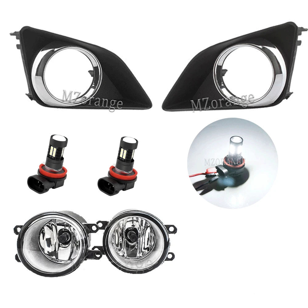 Fog Lights Led for Toyota Corolla 2007 2008 2009 2010 Fog Lamp Assembly Chrome Cover Grill Bezel Headlights car accessories